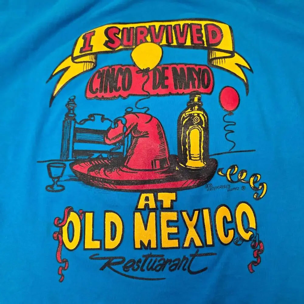 Vintage I Survived Cinco De Mayo Old Mexico Restaurant Shirt